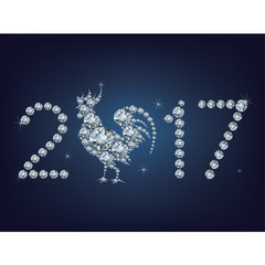 New year 2017 card with Rooster 