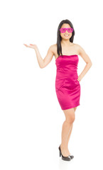 Naklejka premium Model isolated hand gesture presenting