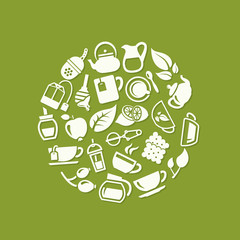 tea icons in circle