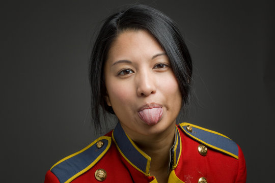 Model isolated sticking tongue out