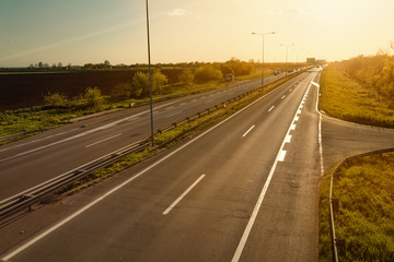 Fototapeta premium Highway at sunset, near Belgrade in Serbia