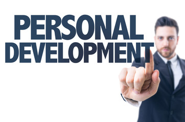 Business man pointing the text: Personal Development