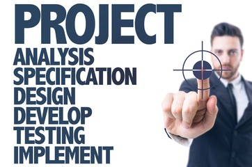 Business man pointing the text: Project