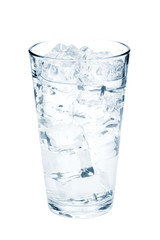 Glass of pure water with ice cubes