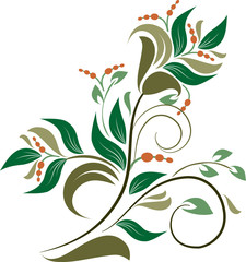 Floral background with decorative branch. Vector illustration.