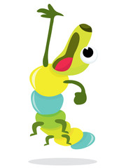Fototapeta premium Cartoon Falling Caterpillar
