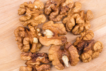 Walnut kernels as background. 