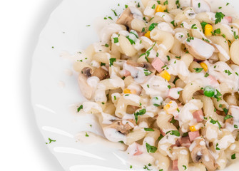 Pasta cavatappi with vegetables and sausage