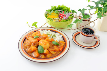 美味しそうなカレーライスと珈琲 