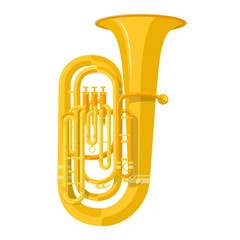 colored flat style tuba music instrument vector illustration. - obrazy, fototapety, plakaty