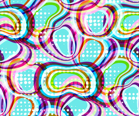 Abstract seamless pattern. Geometrical motifs, bright colors