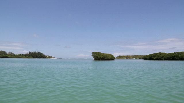 landscape near Ile aux Cerfs, Mauritius with its unique mangroves and cristall clear water