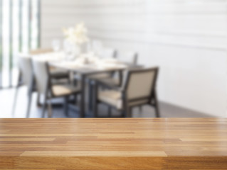 Empty wooden table and dining room tables background