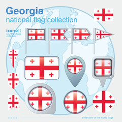 Flag of Georgia icon collection, vector illustration