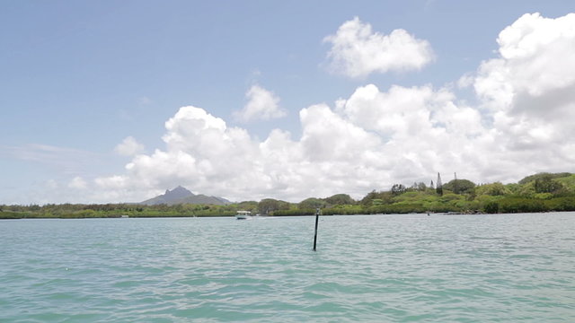 landscape near Ile aux Cerfs, Mauritius with its unique mangroves and cristall clear water