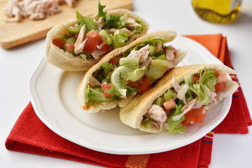Pita with meat and vegetables