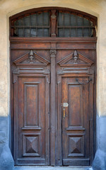 Old brown wooden door