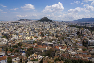Fototapeta na wymiar Likavitos hill. Panoramic view of Athens. Greece.