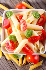 Healthy light pasta salad with fresh tomatoes