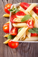 Healthy light pasta salad with fresh tomatoes