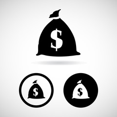 Dollar bag icons set great for any use. Vector EPS10.