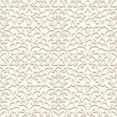 White seamless pattern, vintage ornamental paper texture