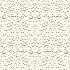 White seamless pattern, vintage ornamental paper texture