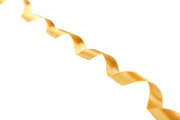 Golden ribbon on white background