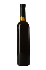 Bottle of red wine isolated on white