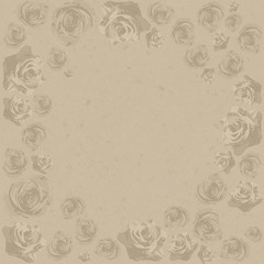 Drawn grunge flowers over canvas texture. Vector illustration
