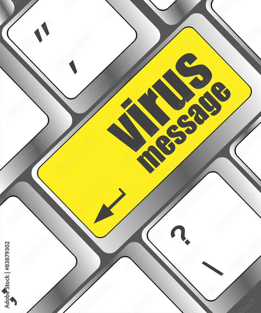 Poster computer keyboard with virus message key