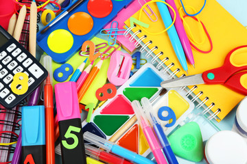 Full background of school supplies