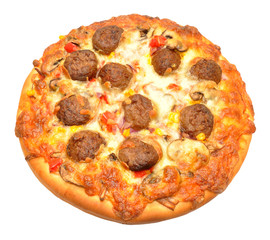 Freshly Baked Meatball Pizza