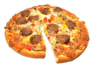 Freshly Baked Meatball Pizza