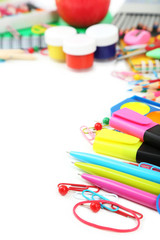 Fototapeta premium School supplies on white background