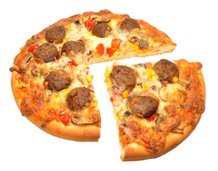 Freshly Baked Meatball Pizza
