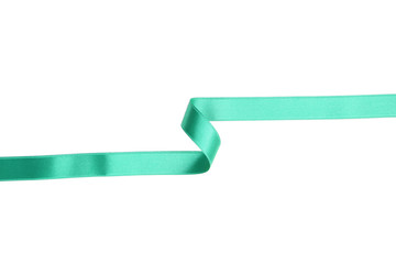 Green ribbon on white background