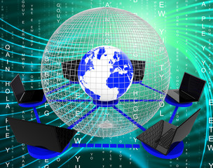 Global Computer Network Indicates Networking Monitor And Worldwi