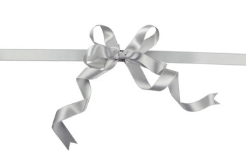 Silver bow on white background