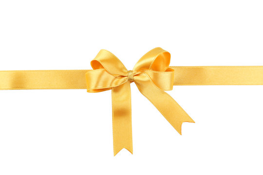 Golden bow on white background
