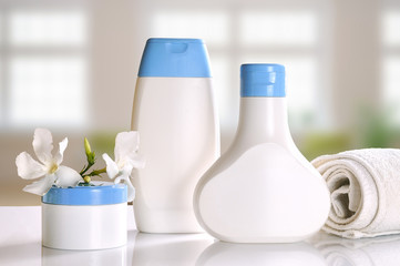 Body care and beauty products front view