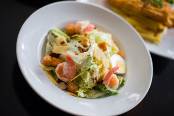 Caesar salad with shrimp