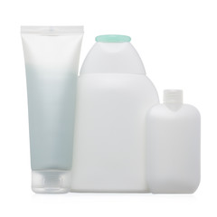 Blank plastic package with hygiene products isolated