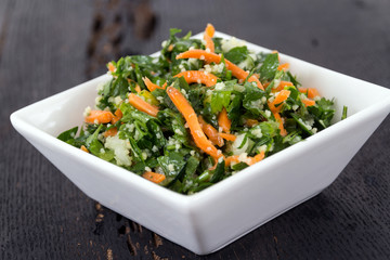 tabbouleh parsley and carrot salad bowl