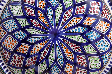Tunisian colorful oriental pottery, detail
