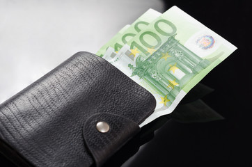wallet with money euro