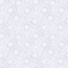 Vector line art seashells abtract seamless pattern