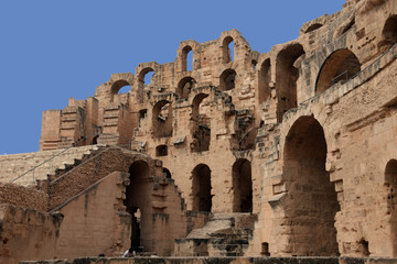 Naklejka premium The amphitheater in El-Jem, Tunisia