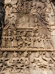 Carved sandstone wall