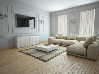 Living room 3D rendering
